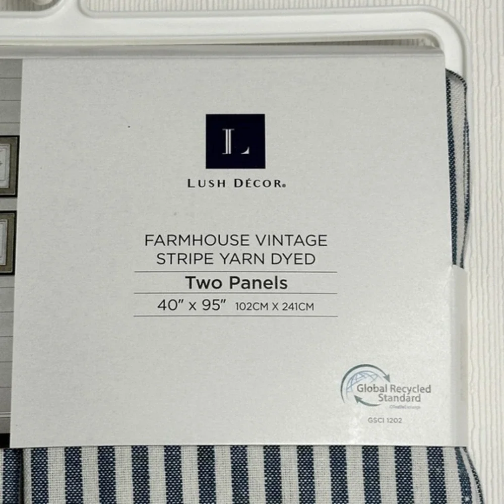 Lush Decor Farmhouse Vintage‎ Stripe Yarn Dyed Curtains 40x95 Two Panels Cotton